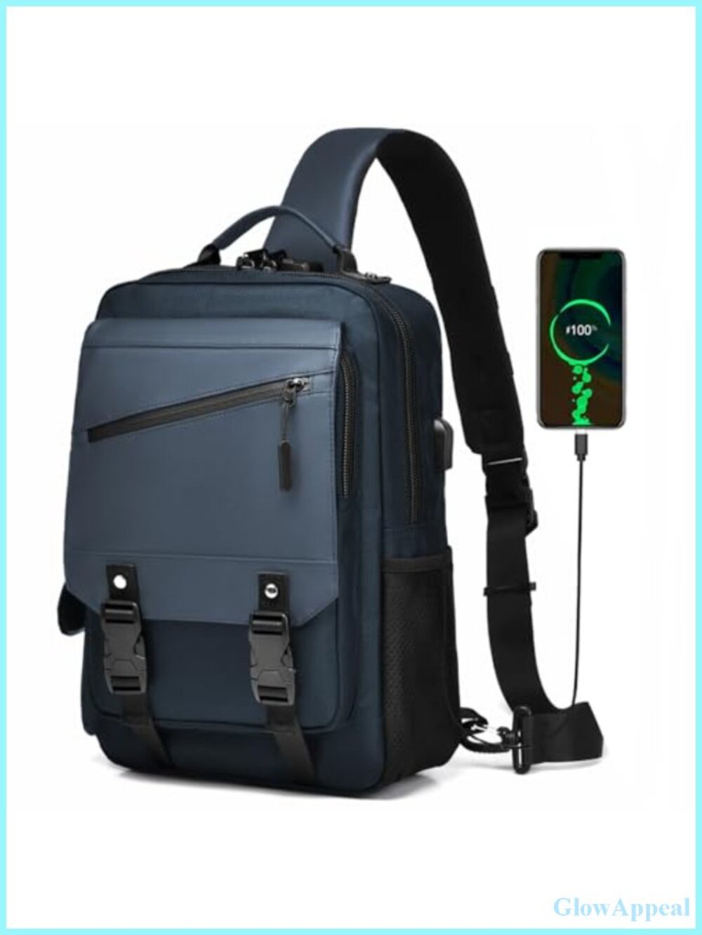 13L Water-Resistant Crossbody Messenger Bag Multi-Pocket Sling